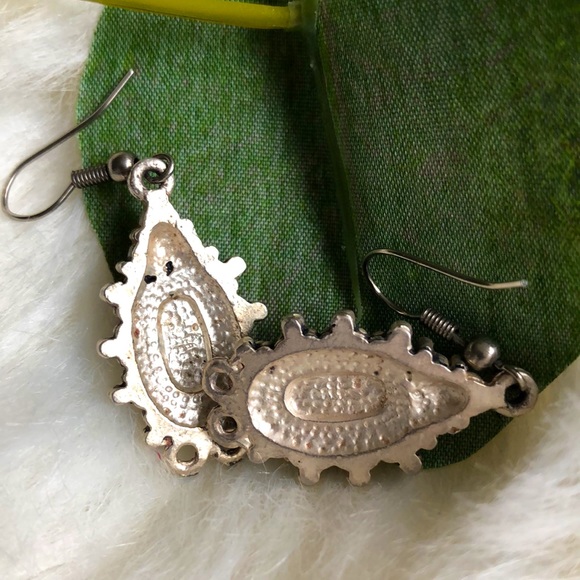 Silver & Turquoise Drop Earrings - Picture 2 of 2